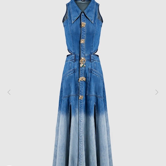 Worn Once! In pristine condition Urban Revivo Gradient Cut Out Denim Dress XXL - Picture 5 of 9